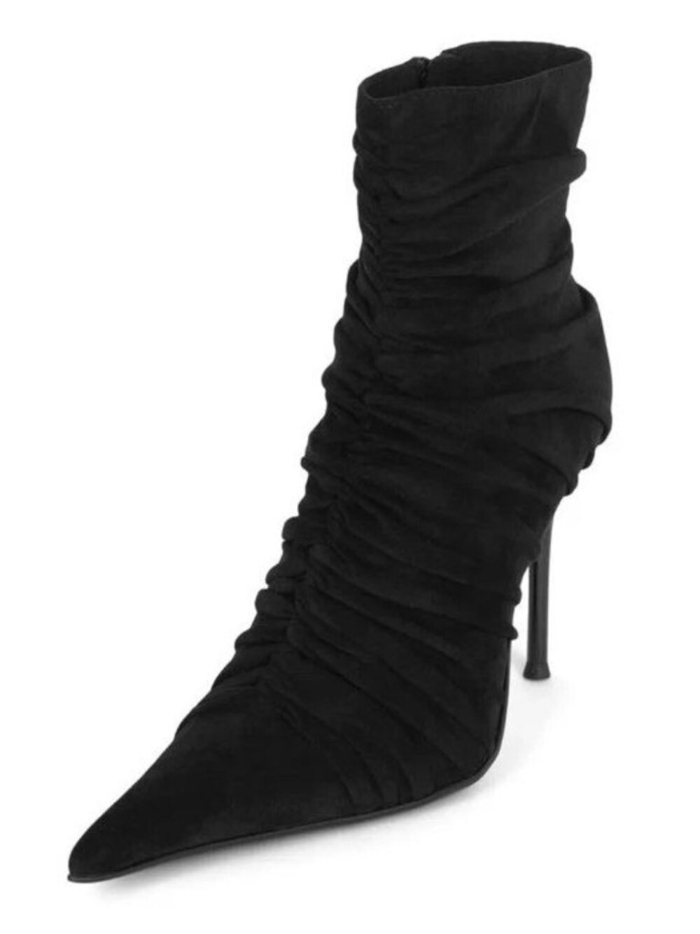 Jeffrey Campbell Lets Go Pointed Toe Scrunch Booties Size 6 Black Faux Suede NEW